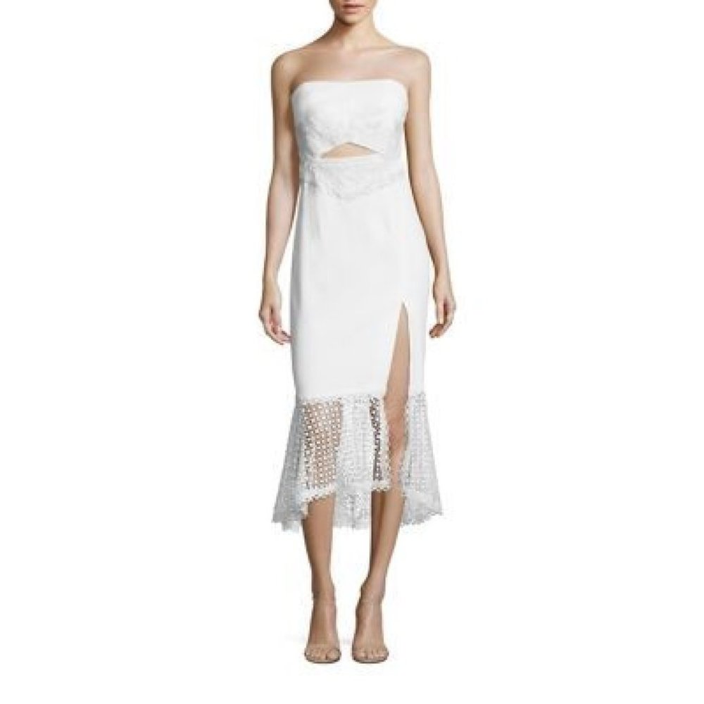 Jonathan Simkhai Windowpane Lace Bandeau Dress
